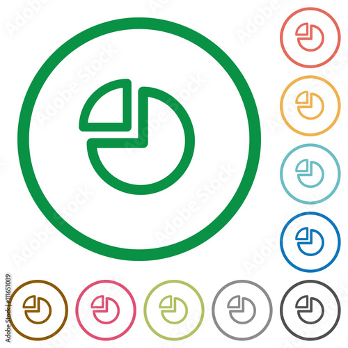 Pie chart outlined flat icons
