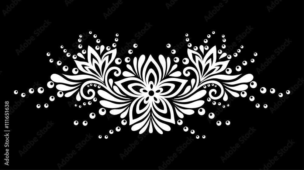 beautiful monochrome black and white flowers and leaves isolated. beautiful monochrome black and white flowers and leaves isolated.