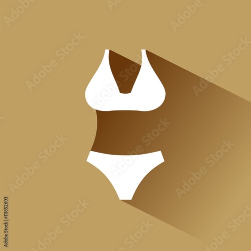Icono de bikini sobre fondos ocre. Ilustración vectorial
