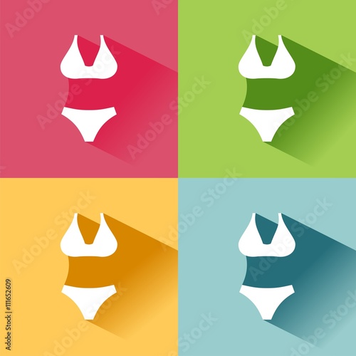 Icono de bikini sobre fondos de colores. Ilustración vectorial