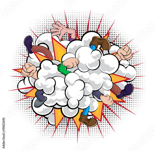 Cartoon Comic Book Fight Dust Cloud