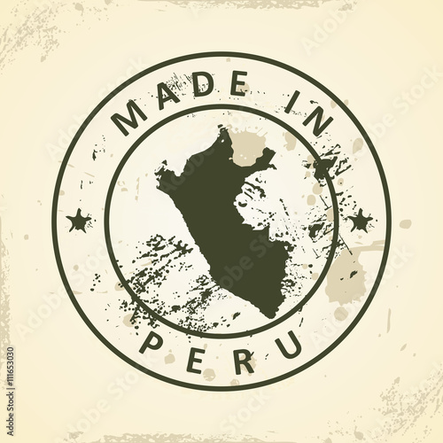 Stamp with map of Peru