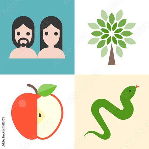 Old testament icons set 1,book of genesis, flat design