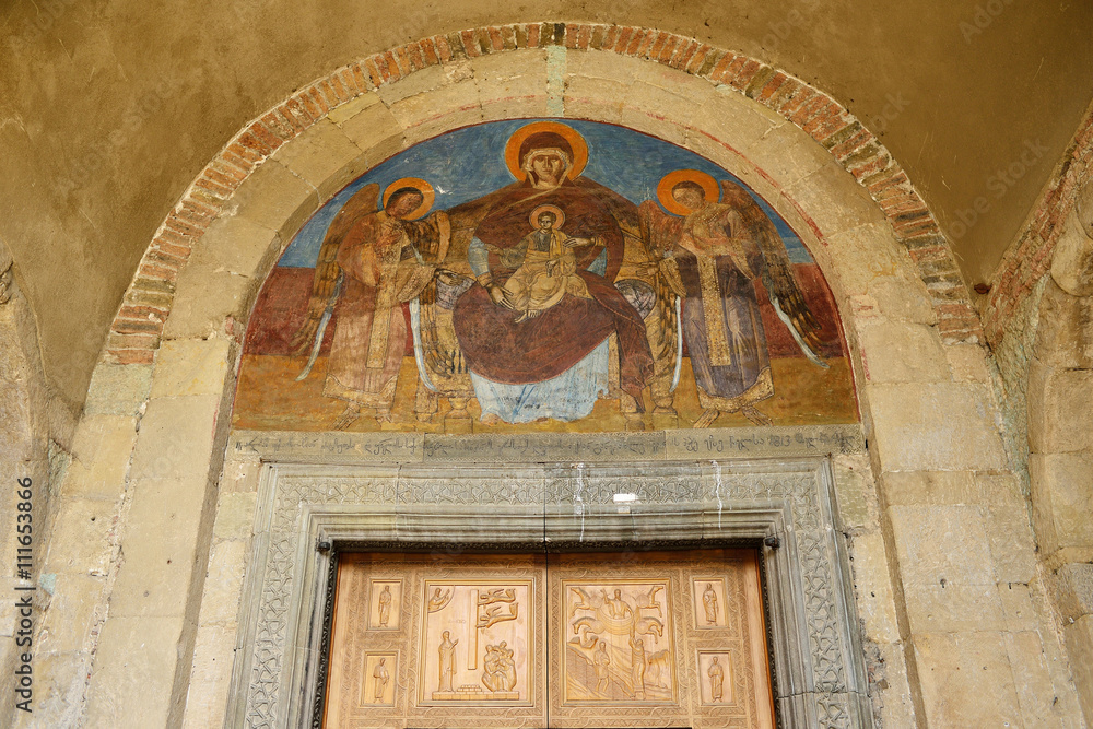 Obraz premium orthodox icon above the entrance to the main temple of the monas