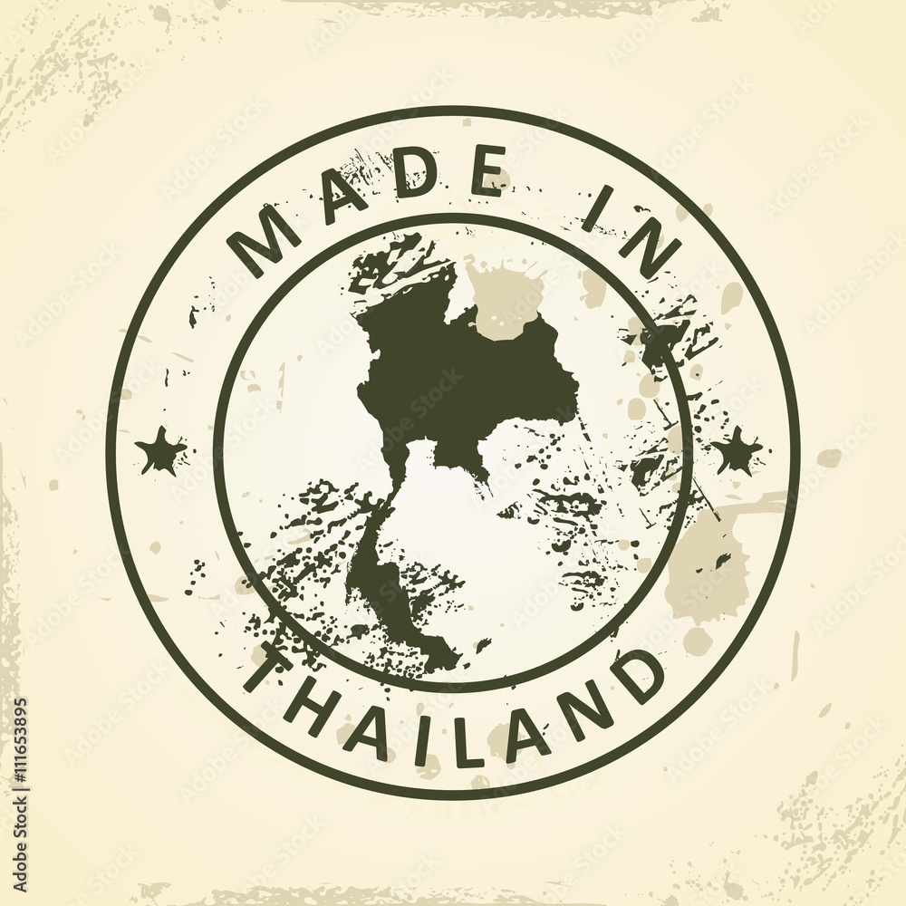 Obraz premium Stamp with map of Thailand