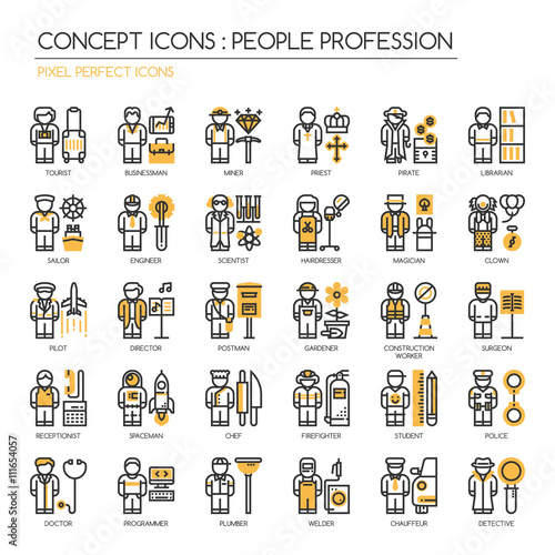 People Profession , thin line icons set , Pixel Perfect Icons
