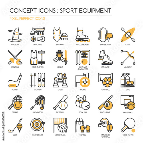 Sport Equipment , thin line icons set ,pixel perfect icon