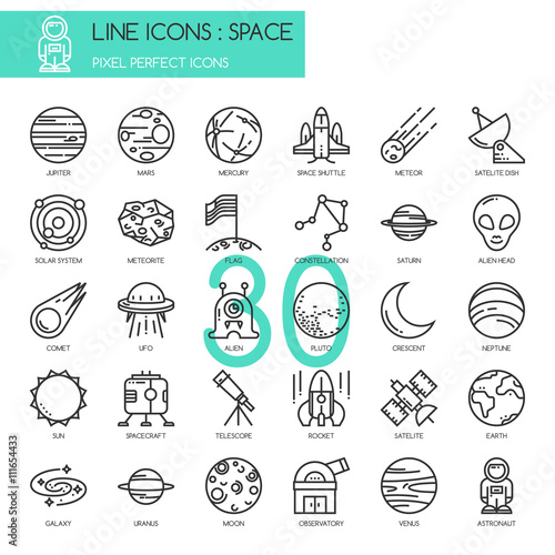 Space , thin line icons set ,pixel perfect icon
