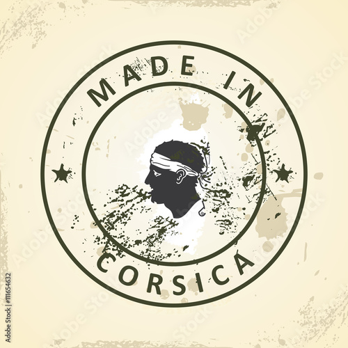 Stamp with map flag of Corsica