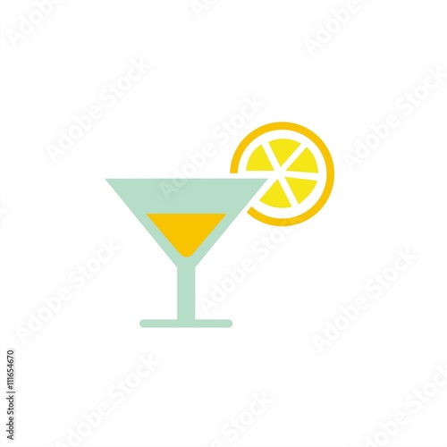Icono refresco de limón en copa con rodaja de fruta