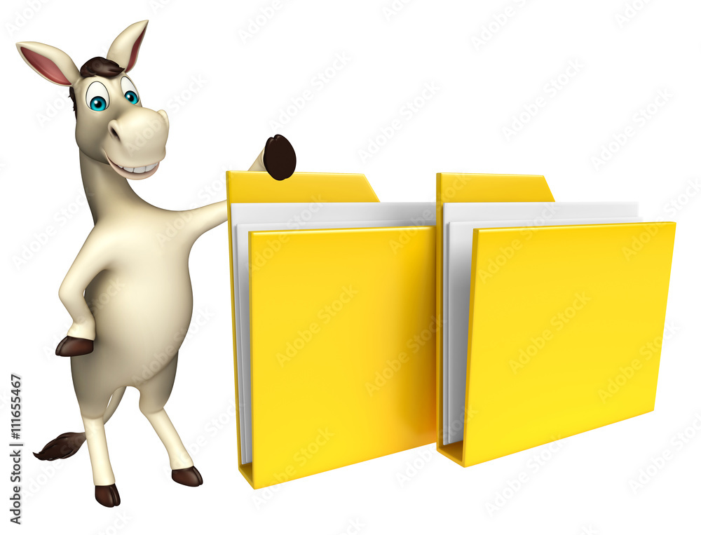 Donkey cartoon character with folder Stock Illustration | Adobe Stock