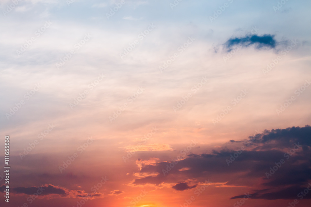 Fototapeta premium colorful dramatic sky with cloud at sunset