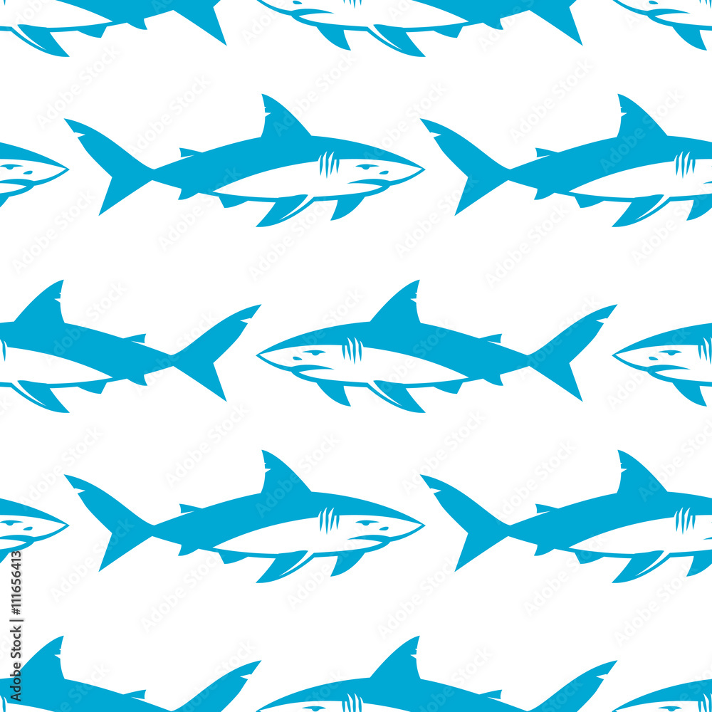 Fototapeta premium Sharks silhouettes seamless pattern.