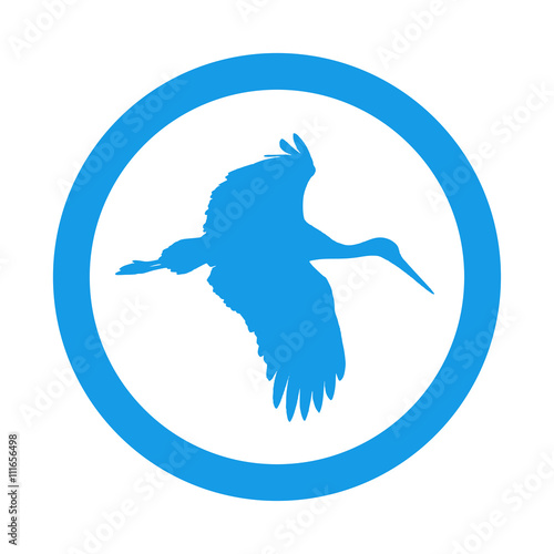 Foto Icono plano cigueña en circulo color azul
