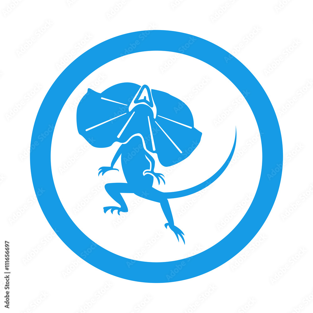 Icono plano lagarto australiano en circulo color azul Icono plano lagarto australiano en circulo color azul