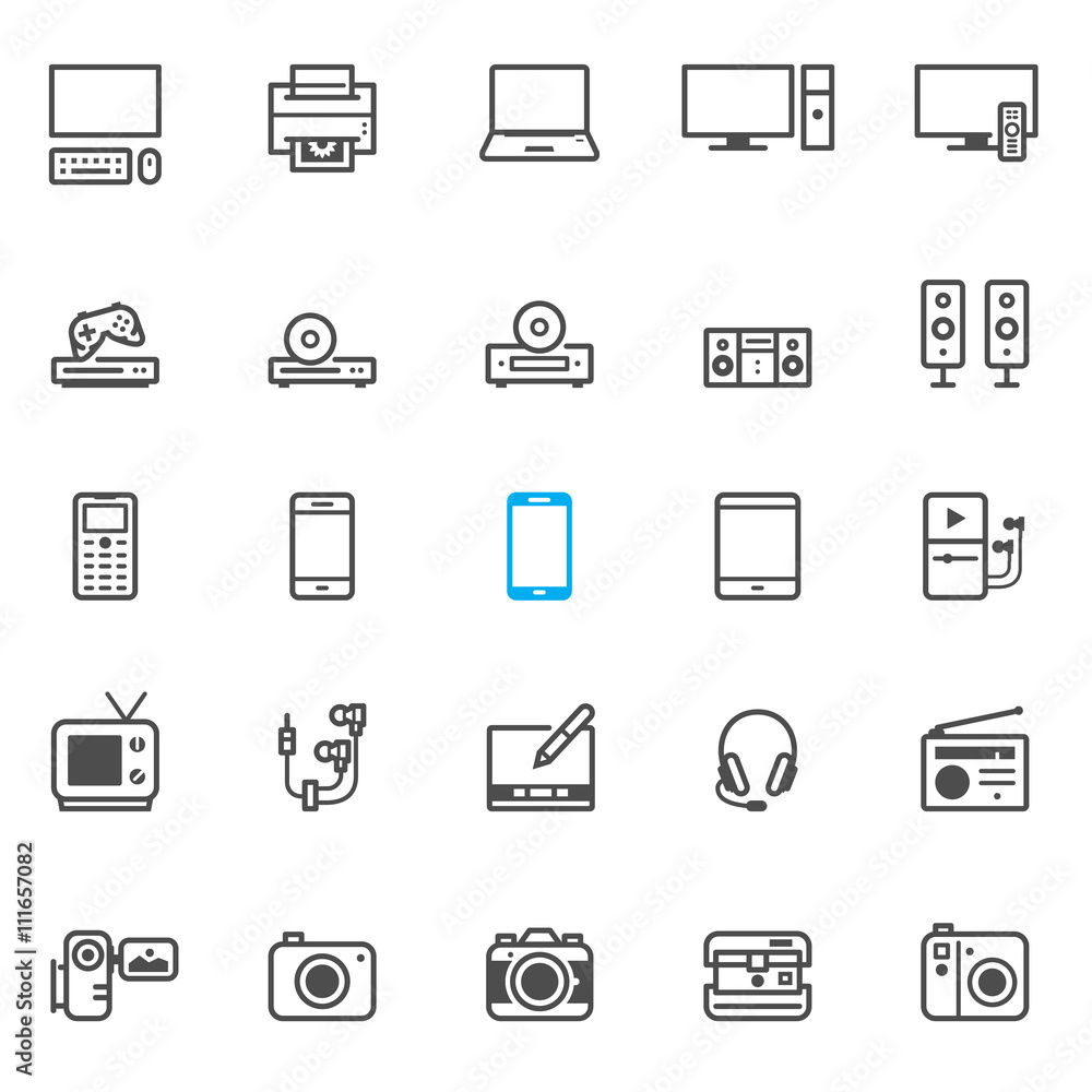 Electronic Devices icons with White Background Electronic Devices icons with White Background