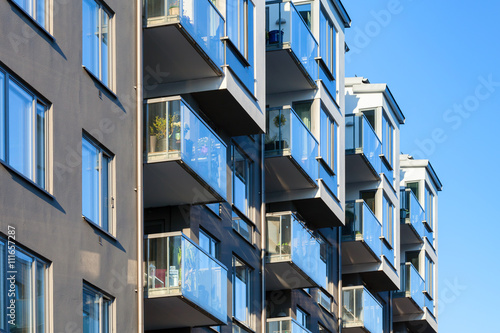 Architecture, balconies with glass railings