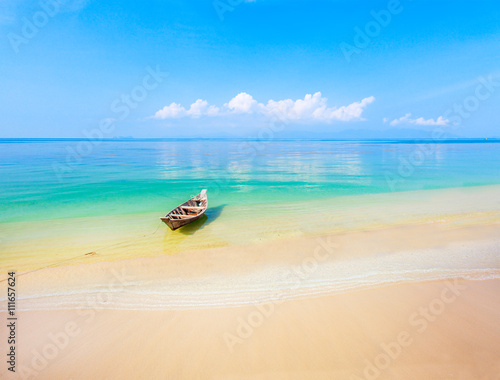 Canvas Print boat and beautiful blue ocean