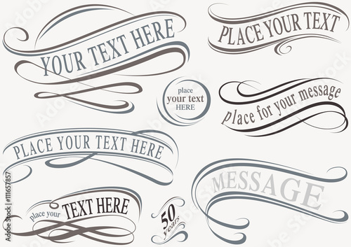 Calligraphic Design Elements - Typographic Illustrations, Vector
