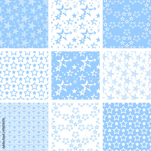 Stars patterns. Seamless textures set.