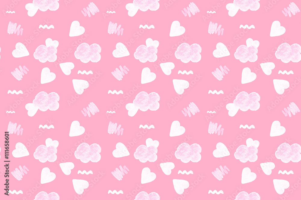 Funny seamless pattern in pink and white colors. Funny seamless pattern in pink and white colors.