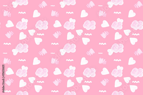 Funny seamless pattern in pink and white colors.