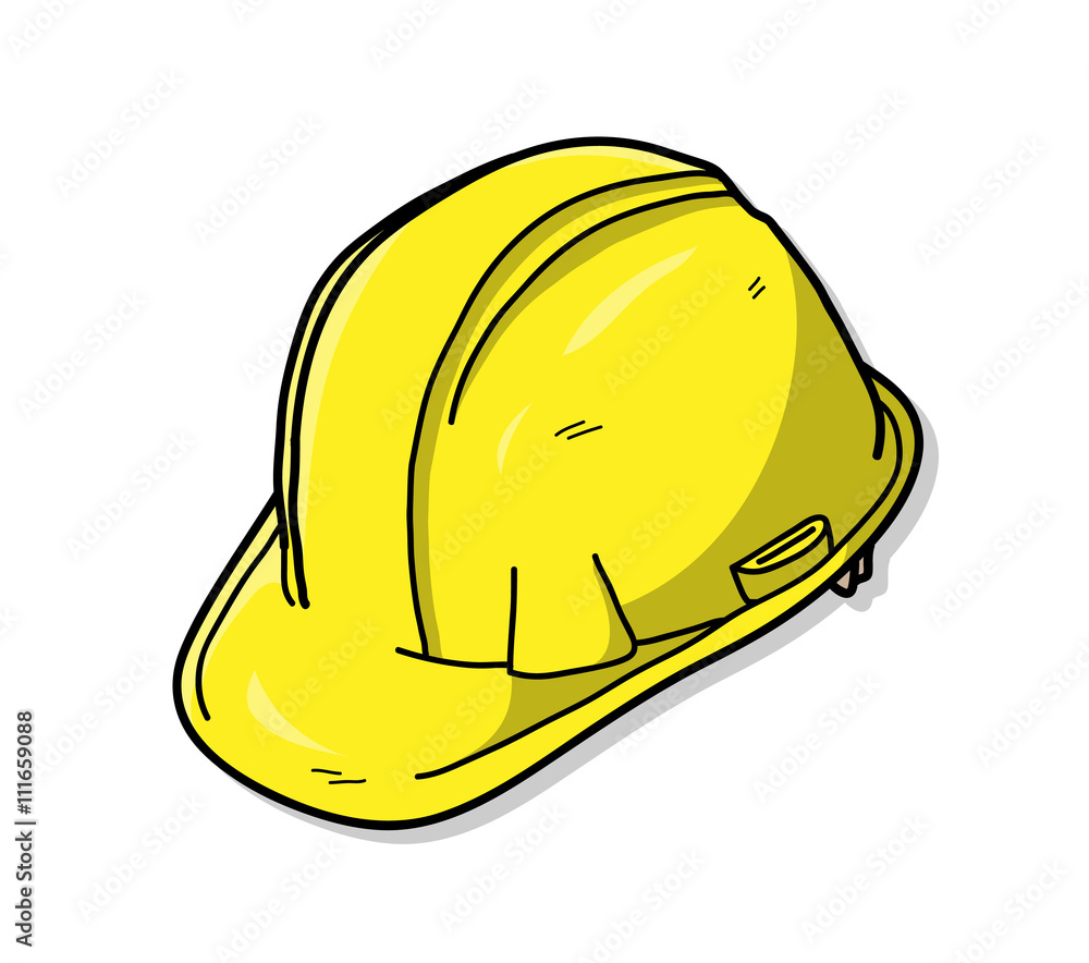 Hard Hat or Safety Hat, a hand drawn vector illustration of a hard hat