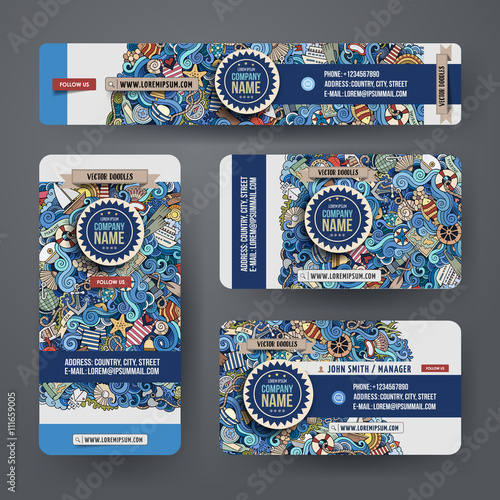 Corporate Identity vector templates set design with doodles hand