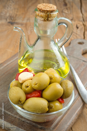 homemade olive oil on wood