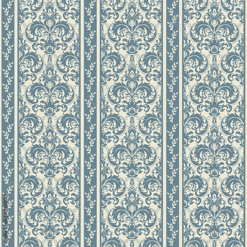 seamless victorian pattern in blue and beige.