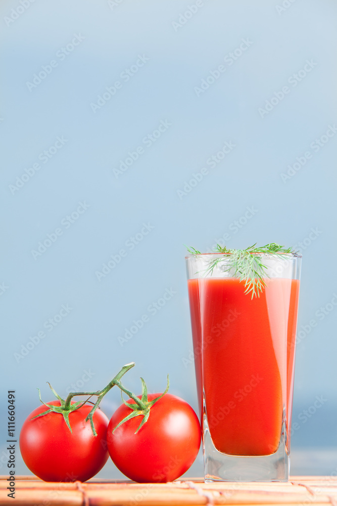Fresh tomatoes juice set with dill Fresh tomatoes juice set with dill
