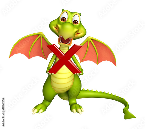 Dragon cartoon character with wrong sign