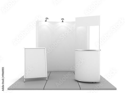 Wallpaper Mural Blank trade show booth mock up. 3D rendering Torontodigital.ca