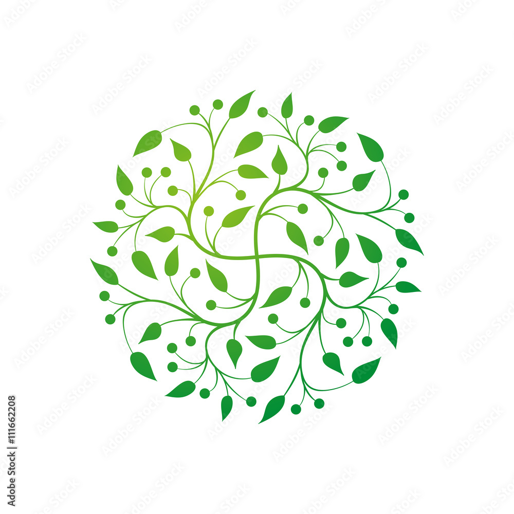 Vector simple round floral design. Vector simple round floral design.