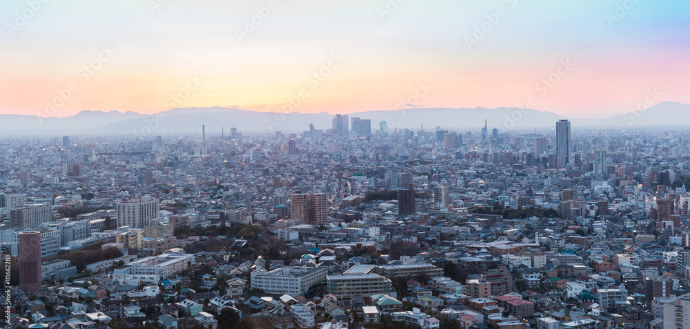 Nagoya cityscape and skyscraper with sky in twilight time