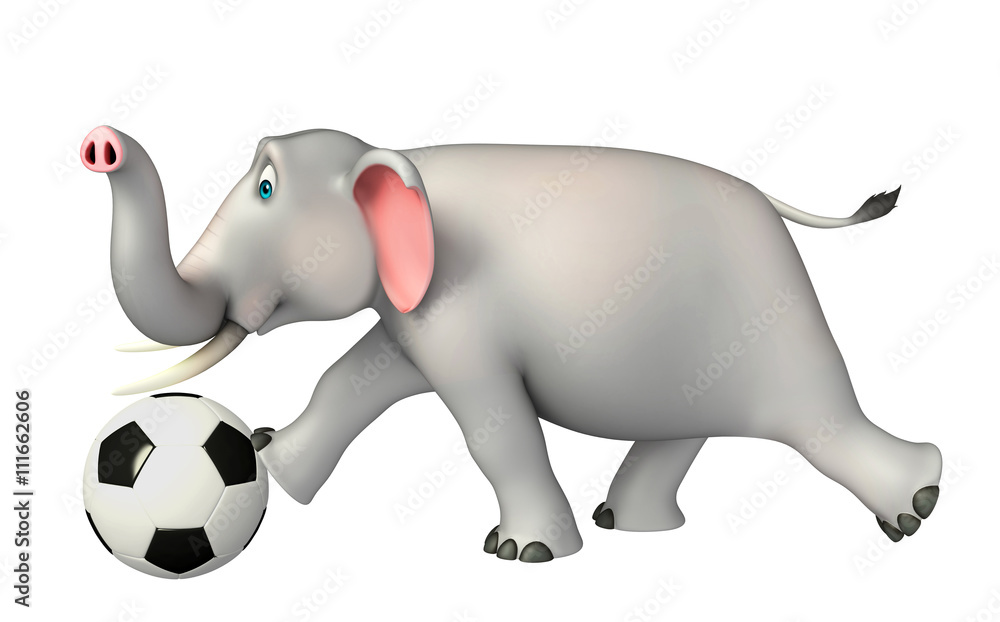 fun Elephant cartoon character with football