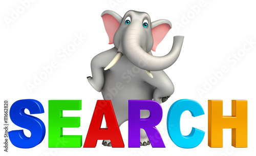 fun  Elephant cartoon character with search