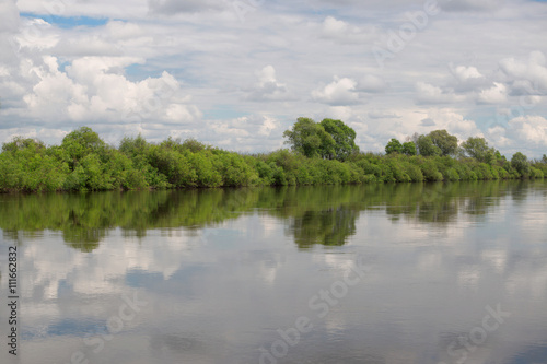 Idyllic scenery of sky reflected in the river