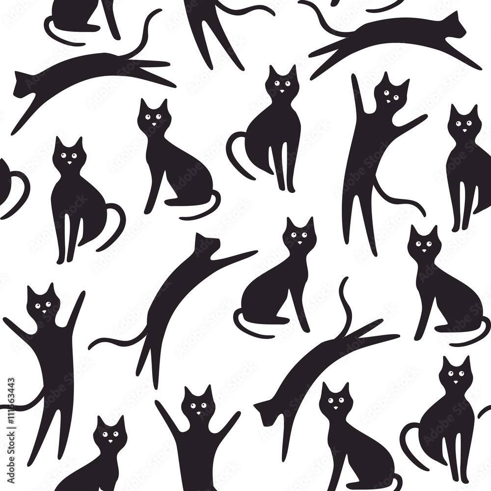 Seamless pattern with cats. Vector illustration