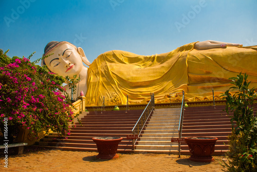 Mya Tha Lyaung Reclining Buddha. Bago. Myanma. Burma. photo