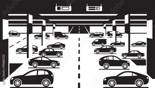 Underground car parking - vector illustration