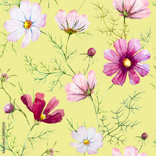 Wallpaper Mural Watercolor wild flowers pattern Torontodigital.ca