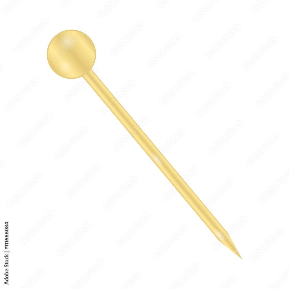 One sewing push pin isolated on white background One sewing push pin isolated on white background