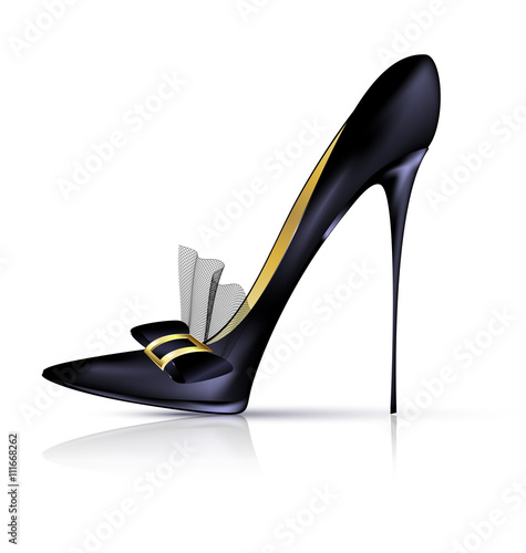 black shoe with bow