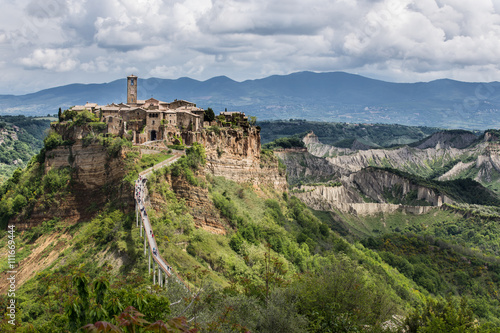 Exciting view to the Civita di Bagnoregio, Italy. photo