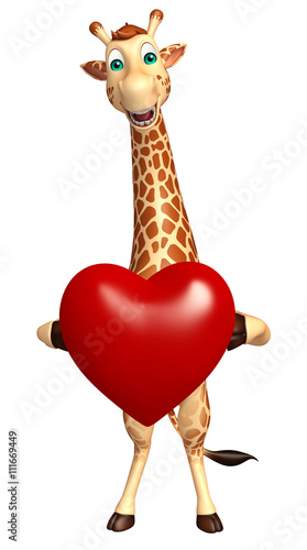 Giraffe cartoon character with heart