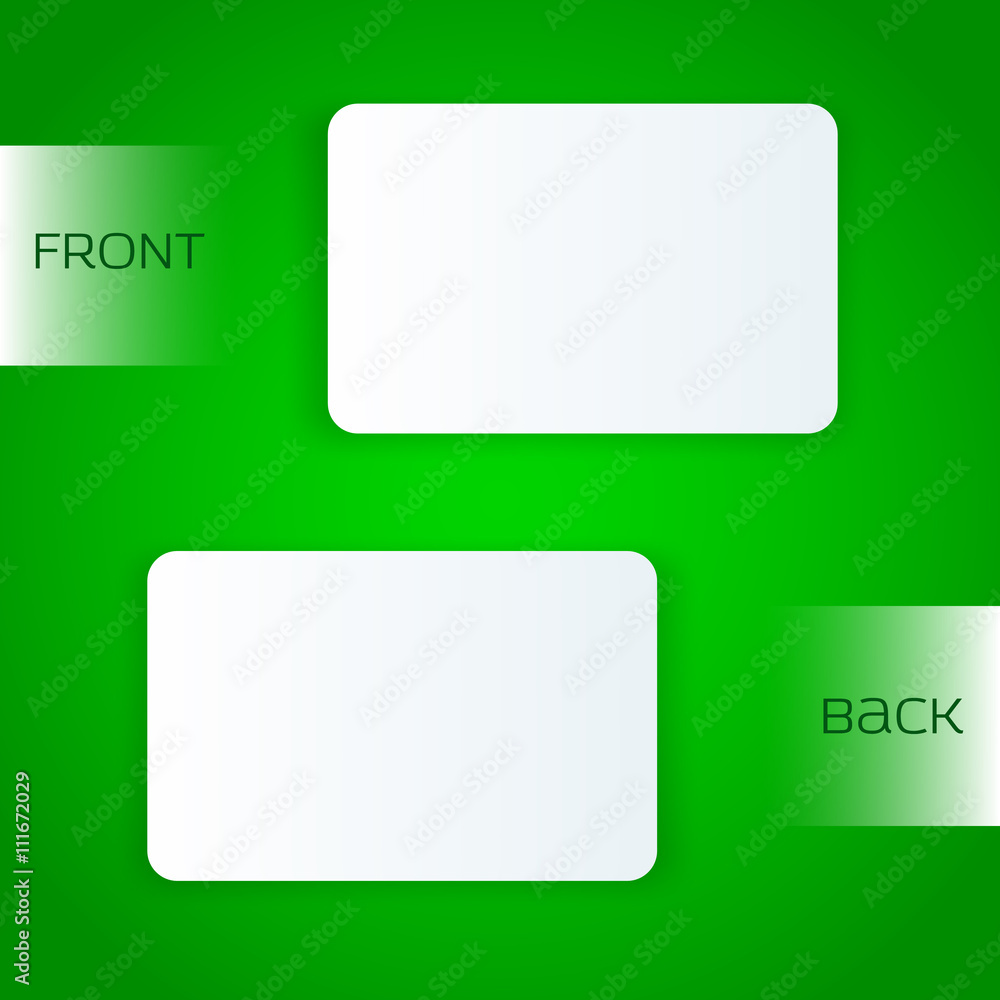 Business card vector template on green background. Mock-up for your design.