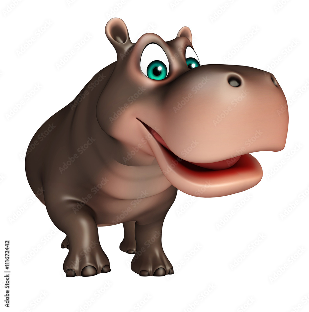 Fototapeta premium cute walking Hippo cartoon character