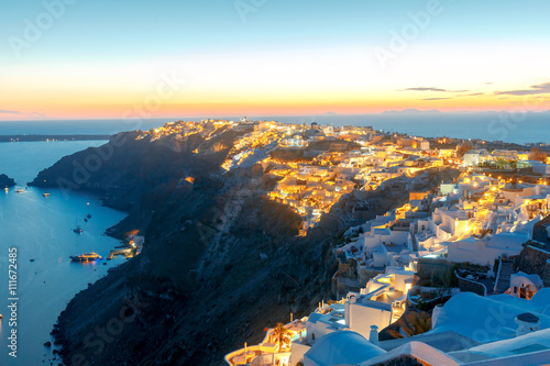 View of the village Oia at night.