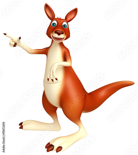 pointing Kangaroo cartoon character © visible3dscience